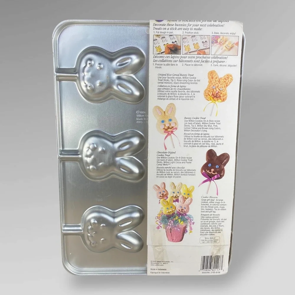Wilton Bunny Cookie Pan Easter Treat Mold Aluminum 1996 Vintage New Old Stock‎